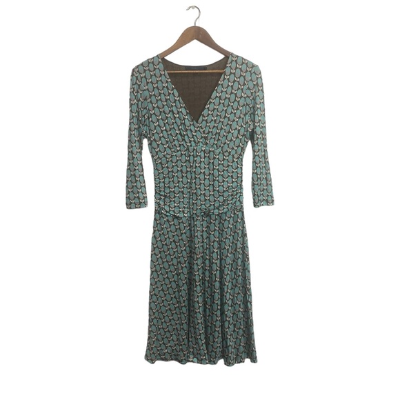 Boden | Dresses | Boden Blue And Brown Long Sleeve Printed Dress R ...